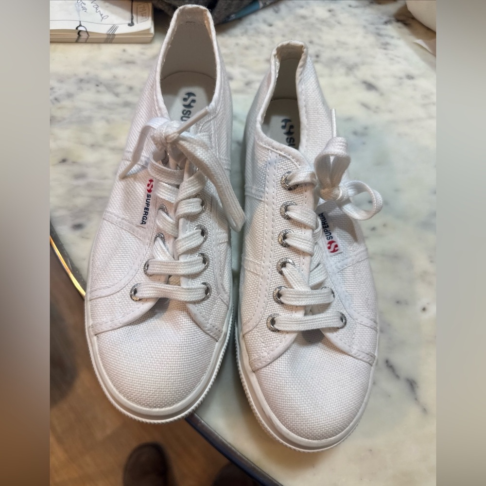 Superga Women's Cotu White Canvas Sneakers sz 8